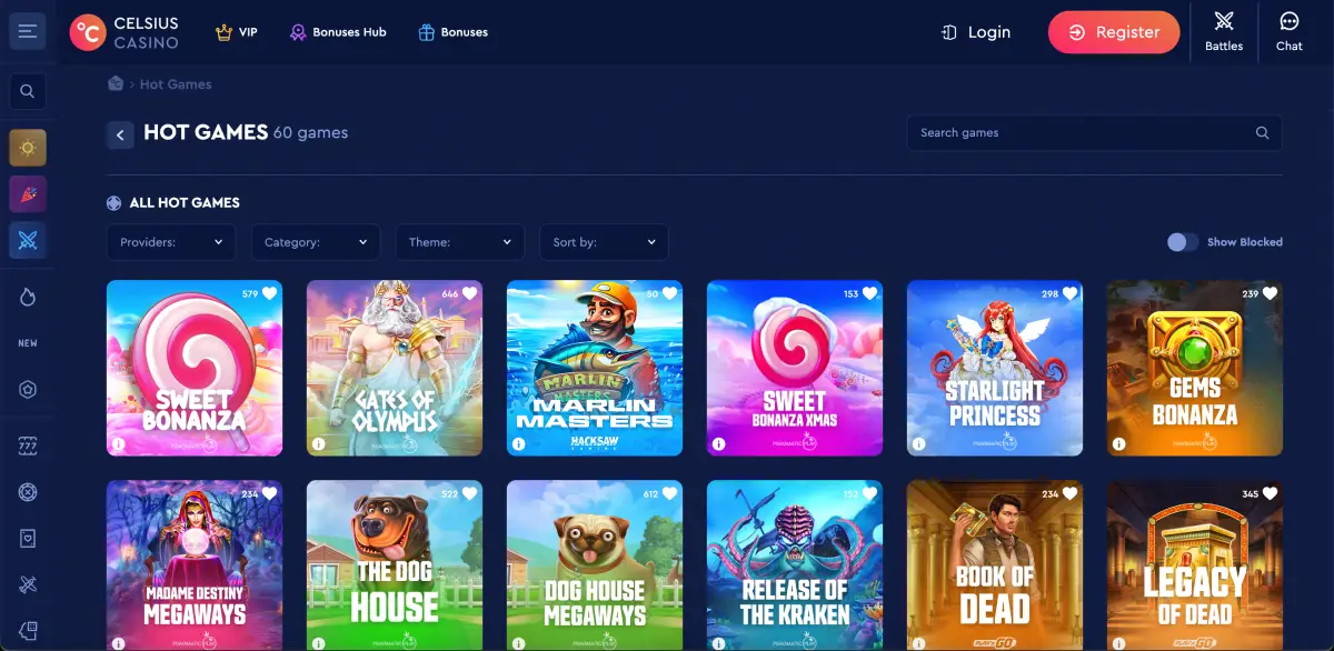 Celsius casino game lobby with slots and crash games Celsius casino game lobby with slots and crash games