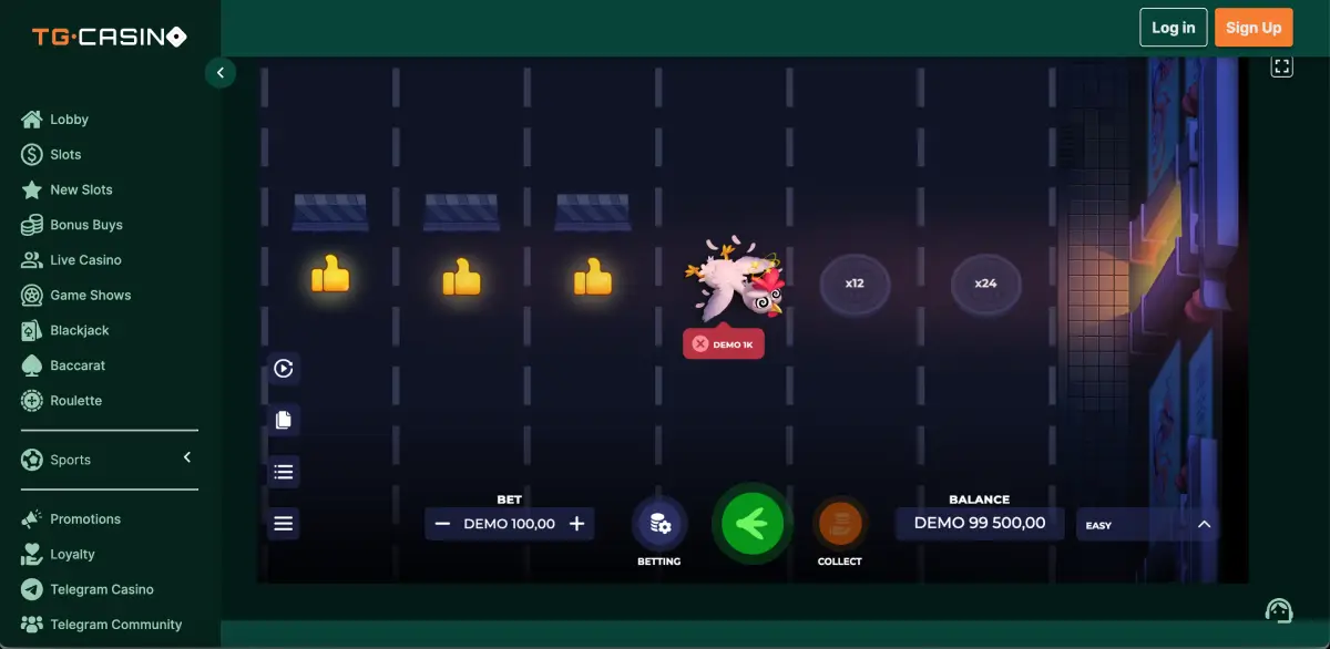 Chicken cross the road game Uncrossable Rush crash moment at TG Casino Chicken cross the road game Uncrossable Rush crash moment at TG Casino