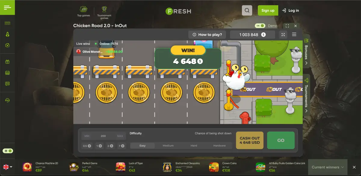 Chicken Road 2 updated interface with multiplier and cashout button