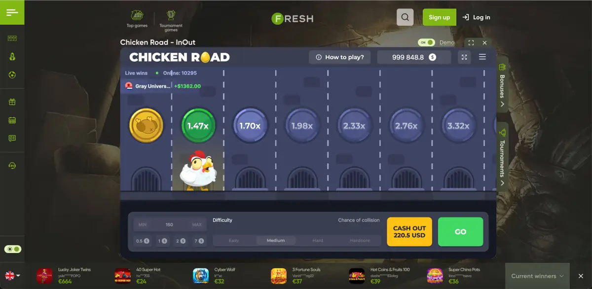 Chicken Road promo code field in registration form