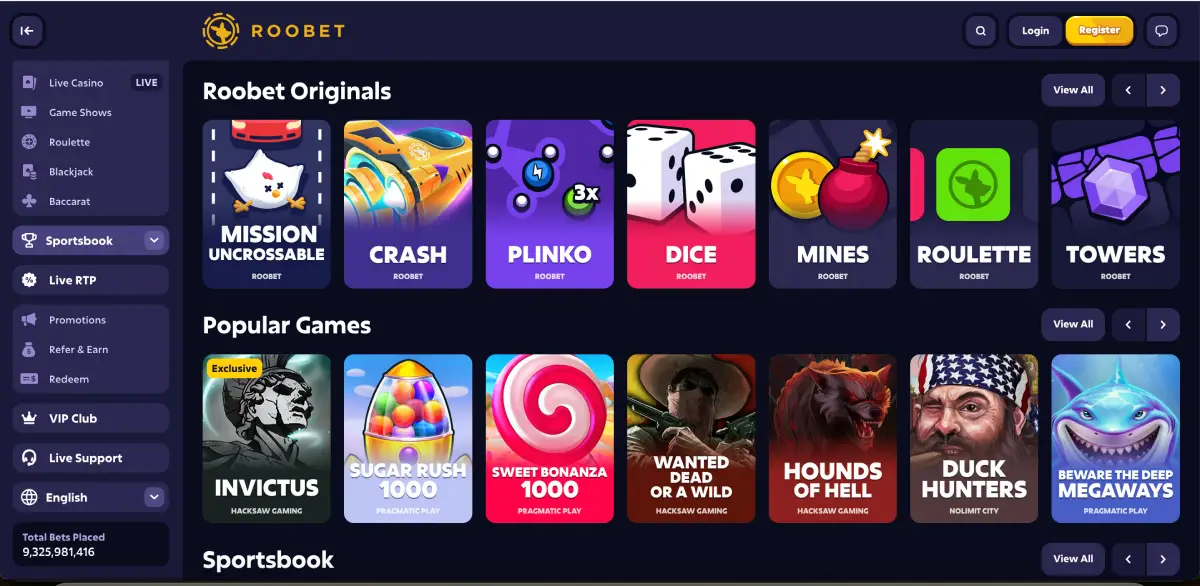 Roobet Originals game section with Chicken Road crash game Roobet Originals game section with Chicken Road crash game