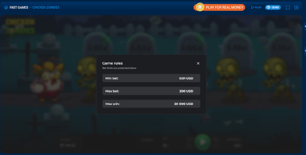 Author’s personal experience playing Chicken vs Zombies fast game
