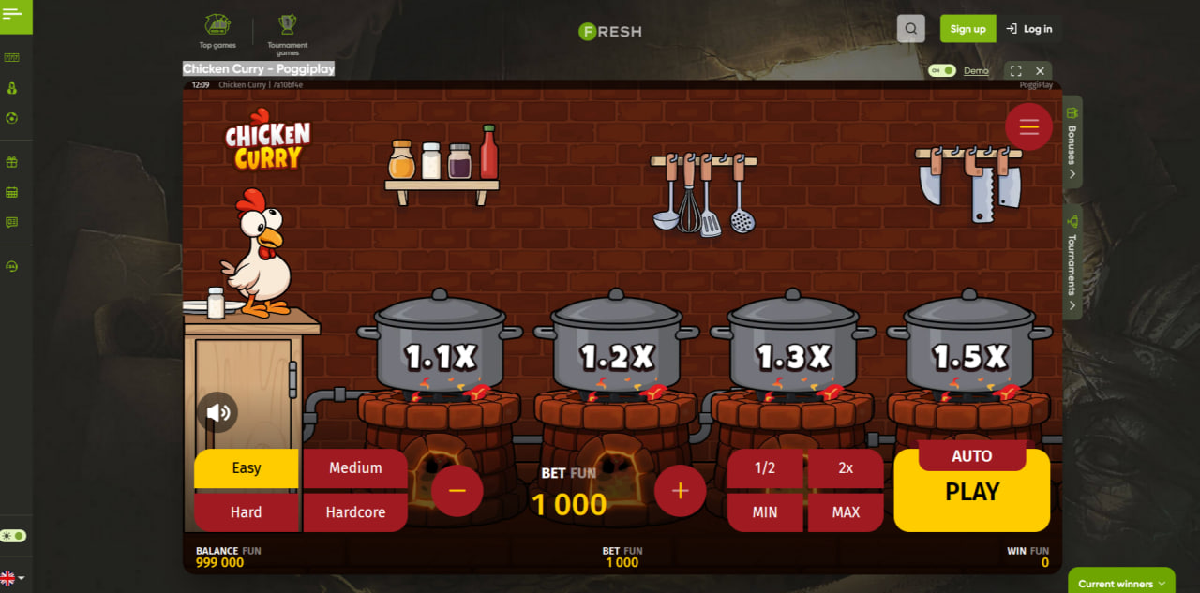 Demo mode in Chicken Curry game for learning gameplay mechanics